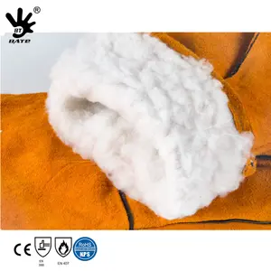 De cuero de invierno mantener caliente trabajo guantes aislamiento Thinsulate Split de piel de vaca Artificial Forro de algodón