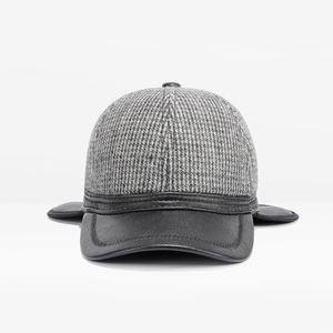 Personalizada <span class=keywords><strong>de</strong></span> alta calidad <span class=keywords><strong>de</strong></span> <span class=keywords><strong>lana</strong></span> llena hombres gorras deportivas <span class=keywords><strong>orejeras</strong></span> gorra <span class=keywords><strong>de</strong></span> béisbol <span class=keywords><strong>con</strong></span> visera <span class=keywords><strong>de</strong></span> cuero - Product Image 2