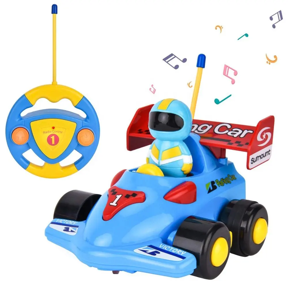 Auto da corsa RC del fumetto di vendita calda con musica e luci giocattolo radiocomandato per bambini e bambini piccoli