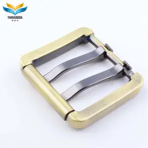 Customized Good Quality Antique Brass Brush Double Pin Metal Buckle Adjustable Belt Buckle