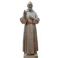 Metal katolik dini figür heykel yaşam boyutu ayakta saint Yastığı Pio heykeli kilise için kullanılan