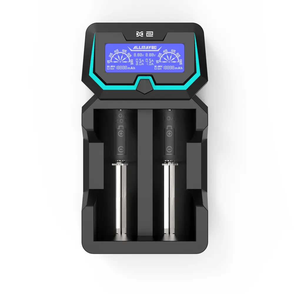 XTAR X2 AC Power Fast-charging LCD Li-ion/ Ni-MH Battery Charger 14500~26650 Two Input Ports
