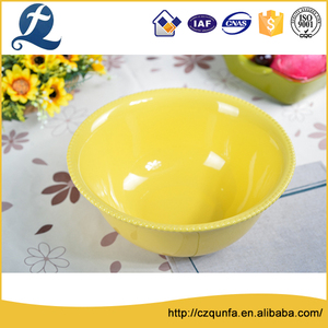 Amarillo brillante con cuentas cerámica borde quema tazón artículos para el hogar vajilla - Product Image 1