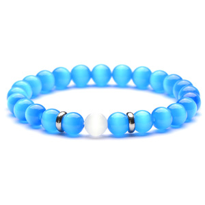 <span class=keywords><strong>Bracelet</strong></span> bouddha en <span class=keywords><strong>opale</strong></span> bleu blanc, bijou de 8MM pour Couple, en acier inoxydable, couleur corail, offre spéciale - Product Image 3