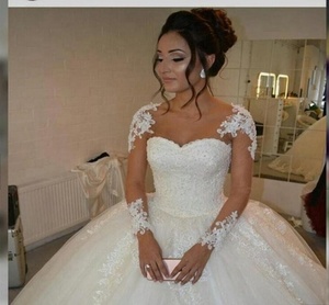 <span class=keywords><strong>Tulle</strong></span> del Treno <span class=keywords><strong>Lungo</strong></span> Puffy Principessa Sfera Abito Da Sposa Abito Da Sposa - Product Image 1