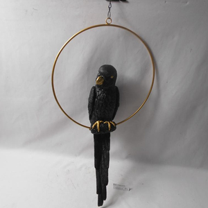 Nieuwe Aankomst Custom Hars Standbeeld Papegaai Figuur Zwart Vogel Beeldje Cadeau & Ambacht