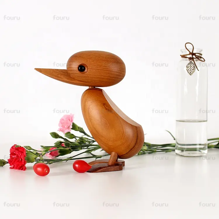 İskandinav ahşap hayvan oyma ahşap ördek oyma dekorasyon ahşap süs zanaat küçük hediyeler
