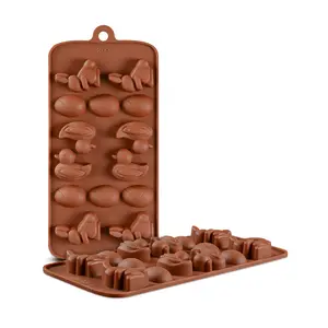 Molde de silicona para hornear Chocolate, dibujos animados de animales, pato, oso, conejo, decoración de pasteles
