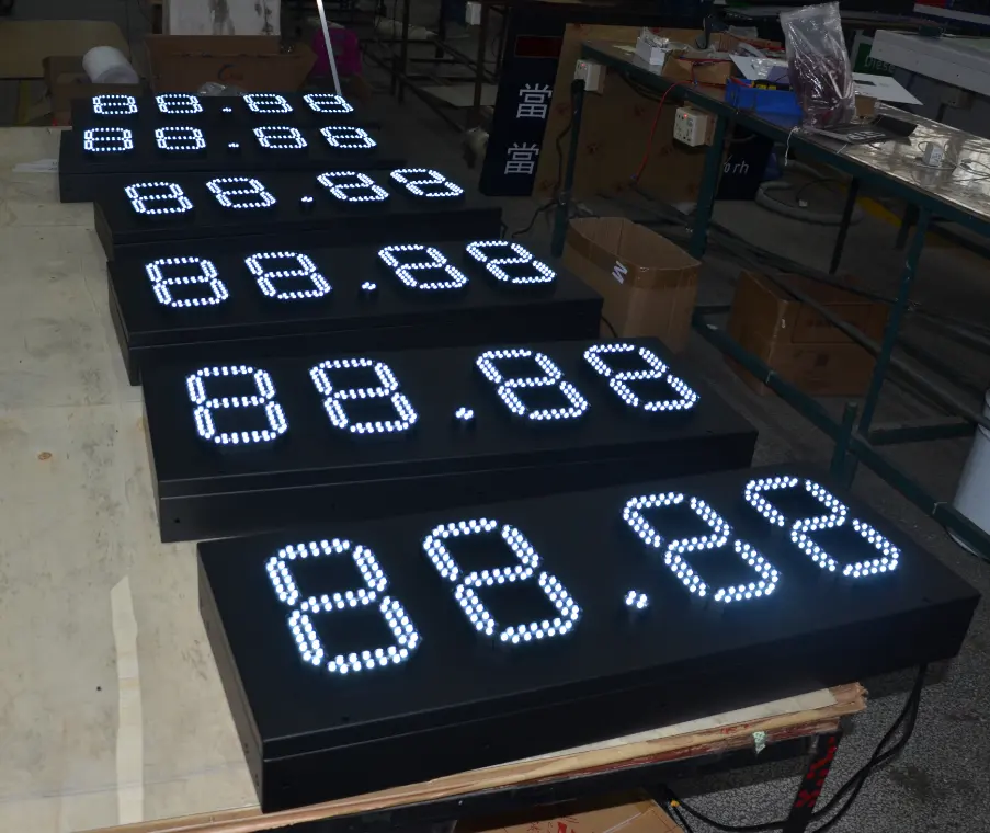 888.88กลางแจ้งขนาดใหญ่8นิ้ว7 Segment 5หลัก Gas Station Led ราคาจอแสดงผลสีเหลือง