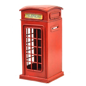 Modèle de cabine téléphonique rouge de Londres, artisanat en métal, tirelire rétro, boîte cadeau d'anniversaire, accessoires de décoration vintage pour la maison - Product Image 1