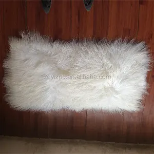 Long Curly hair mongolia sheep fur rug / tibetan goat fur blanket sheep fur plate