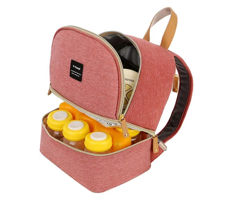 VcooolバックパックのデザインダブルデッキBreast Milk Food Delivery Bag Insulated Lunch Bag Cooler女性のための