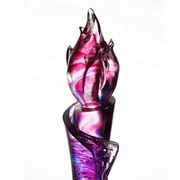 Jadevertu Vente flash Trophée en verre de cristal en forme de flamme, trophée de la lumière des bougies, décoration de récompense