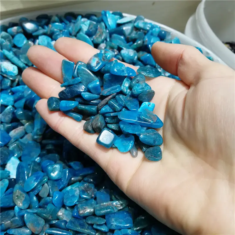 Polished Natural Blue Apatite Tumbled Stones , Gemstones Crystal Healing Gravel Stone