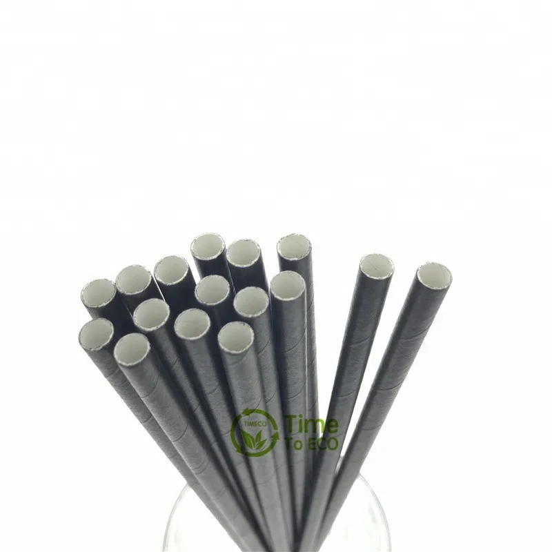 Biodegradable Plain Black Color Paper Straw