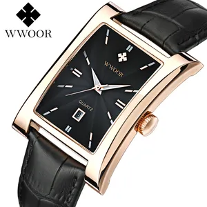 酷金黑色表带品牌男士手表方形防水日历显示时尚石英手表