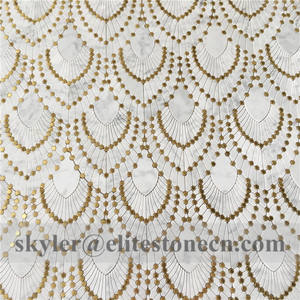 Scala di pesci di design piastrelle di <span class=keywords><strong>mosaico</strong></span> di marmo con ottone dots intarsio a getto d'acqua - Product Image 4