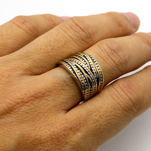 Ebay-anillo de acero de titanio para mujer, joyería Retro de acero inoxidable, cuerda de color, ondulado, agente de China - Product Image 5