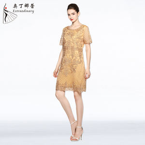 Robe décontractée élégante à broderie florale pour femme Robe <span class=keywords><strong>de</strong></span> soirée courte pour <span class=keywords><strong>la</strong></span> mère <span class=keywords><strong>de</strong></span> <span class=keywords><strong>la</strong></span> <span class=keywords><strong>mariée</strong></span> - Product Image 2