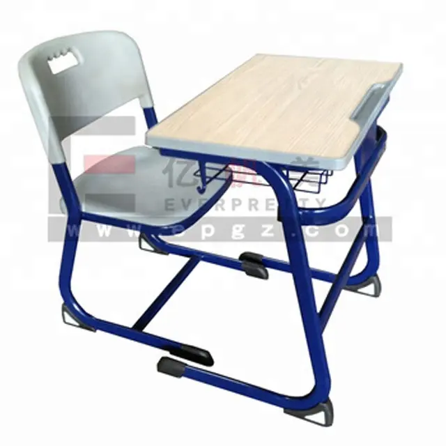 Furnitur kelas sekolah, Set kursi dan meja belajar siswa nyaman ergonomis kayu logam klasik