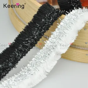 Polyester Fringe Black and White Fringe Trim for Curtains Tassel Fringe Tape with Colorful Ribbon