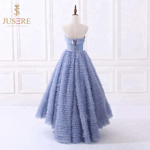 Bel corpetto senza spalline e corpetto completamente disossato lungo volant blu e gonna a strati abito <span class=keywords><strong>da</strong></span> ballo alto e basso gonfio di <span class=keywords><strong>laurea</strong></span> - Product Image 3