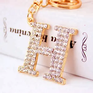 Изысканный хрустальный алфавит H золотой кристалл буква H кулон брелоки брелок для ключей держатель пряжки кольца подарки