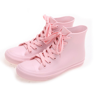 <span class=keywords><strong>Stivali</strong></span> <span class=keywords><strong>da</strong></span> <span class=keywords><strong>Pioggia</strong></span> alla Caviglia in PVC Colorato <span class=keywords><strong>Rosa</strong></span> con Lacci Economici alla Moda per Donne - Product Image 4