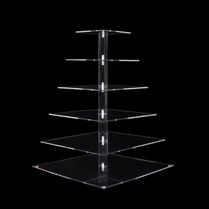 Tùy chỉnh <span class=keywords><strong>6</strong></span> <span class=keywords><strong>Tier</strong></span> rõ ràng vuông Acrylic Wedding Cup bánh tháp trong suốt quảng cáo cho bánh tráng miệng hiển thị đứng - Product Image 3
