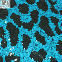 Nanyee Textile 5mm Plat Broderie Léopard Bleu Paillettes Tissu