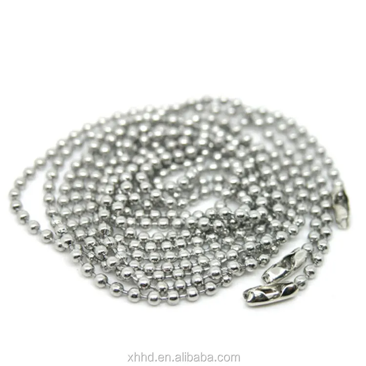 Custom 2mm Stainless Steel Silver Ball Beads Chain Men Necklace Bracelet Keychain Trinket Dog Tag Jewelry Making Accessories