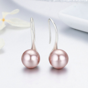 Orecchini <span class=keywords><strong>di</strong></span> perle in argento Sterling 925 classici da donna gioielli rotondi imitazione 925 <span class=keywords><strong>perla</strong></span> orecchini pendenti in argento Sterling - Product Image 2