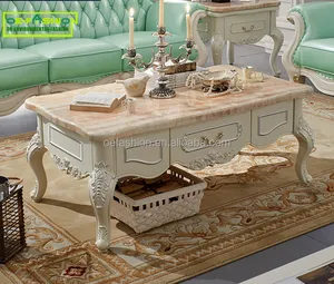 China suppliers European style white wood carving home coffee table furniture