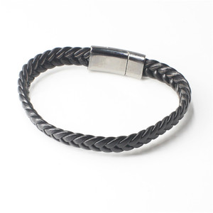 Men's Genuine Leather <strong>Bracelet</strong> Classic Style Alloy <strong>Magnetic</strong> <strong>Clasp</strong> GL03 - Product Image 4