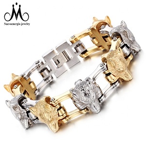 <span class=keywords><strong>Bracelet</strong></span> pour <span class=keywords><strong>homme</strong></span> en acier inoxydable 316L, chaîne de <span class=keywords><strong>moto</strong></span>, tête de loup - Product Image 6