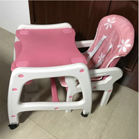Chaise haute multifonctionnelle 3 en 1 pour bébé, repas avec 4 roues verrouillables