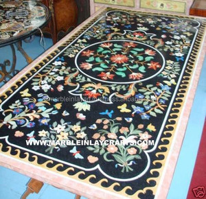 Dessus de Table en marbre noir style vintage, produit de luxe en style marbre - Product Image 1