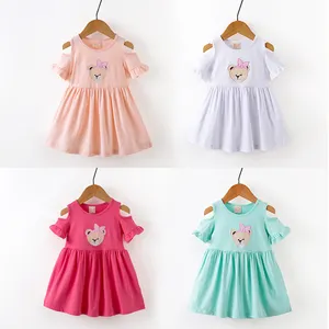 Alibaba Express China Baby Frocks Design Leakage Shoulder Dress Wholesale Baby Girl Clothes India