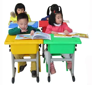 Plastic furniture adjustable writing school chair table school