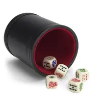 Set mit 5 Poker würfeln mit profession ellem Bicast-Leder würfel becher mit rotem Filz, ideal für Reisen
