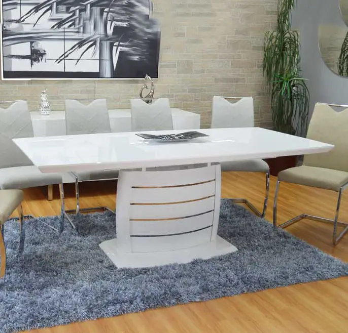 Modern extension dining table New design square shape high gloss dining table