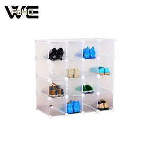 16 cubes plain white Shoe Storage cabinet Cube Interlocking 16 Pairs shoes