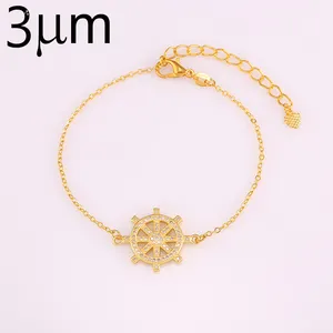 ODM สร้อยข้อมือ cubic zirconia pave Copper rudder Marine สร้อยข้อมือเจ้าสาวแม่บ้านเครื่องประดับ