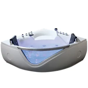 Villa Hôtel Projet Multi Fonctionnel acrylique badewanne cascade led jets d'air luxueux baignoire triangulaire pour couple se baignant