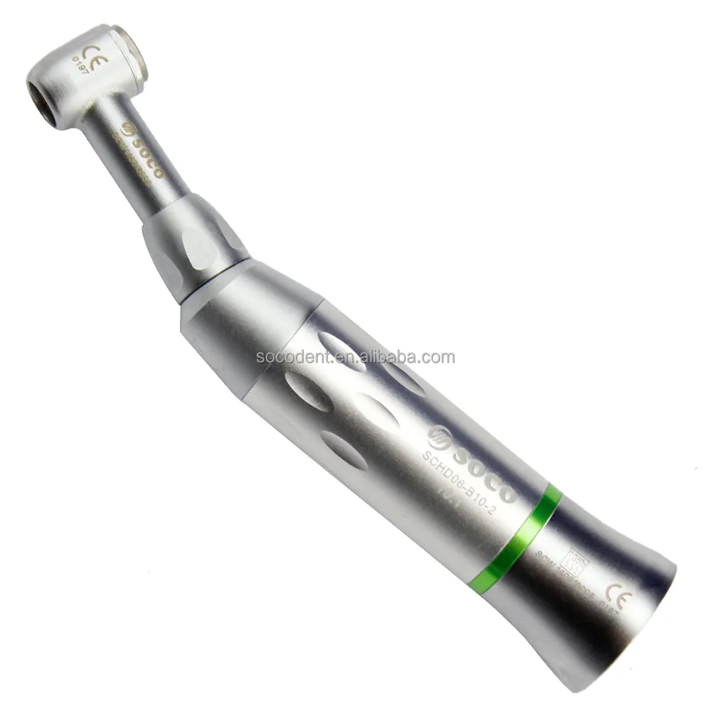 SOCO brand dental handpiece 10:1 green ring reduction push button contra angle for endodontic treatment