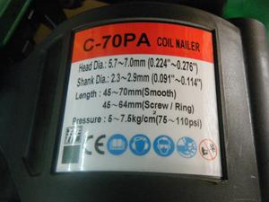 Clavadora Neumática para Paletas Pesadas APLUS C-70PA, Certificación CE, Aleación de Aluminio, Diámetro de Clavo de 2.3mm-2.9mm, Longitud de Clavo de 40mm-70mm - Product Image 2