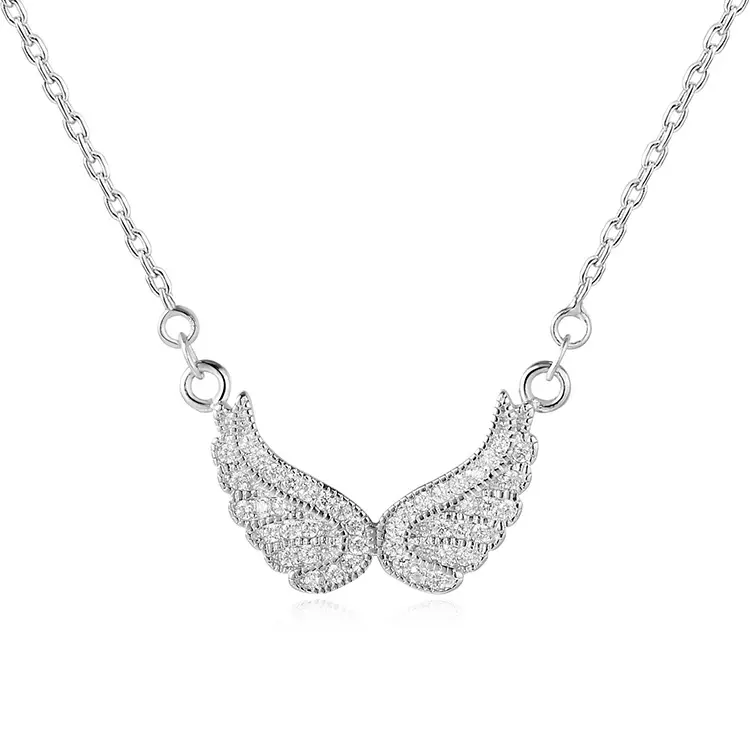 POLIVA de encanto de moda joyas S925 de Zirconia cúbica de plata esterlina Cz ala de Ángel colgante collar