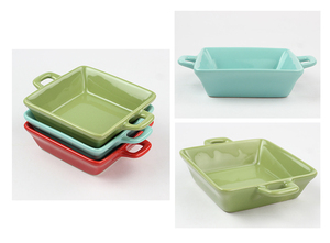 Personnalisé carrés de couleurs vives en céramique plateaux de service avec double creux poignées - Product Image 3