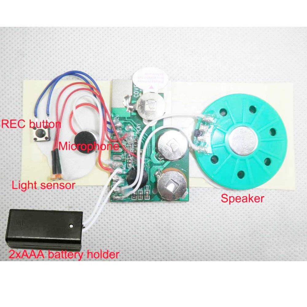 Записываемый световой сенсорный звуковой модуль для музыкальной шкатулки за 120 секунды
