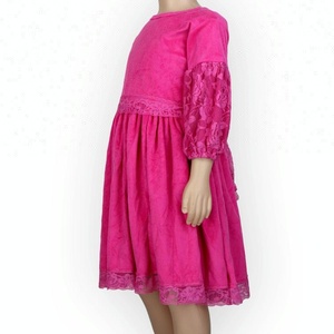 Último otoño bebé Color sólido vestidos de manga larga de <span class=keywords><strong>terciopelo</strong></span> a juego ropa de encaje vestido de partido del bebé - Product Image 1